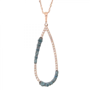 .50TCW Enhanced Blue & White Diamond Teardrop Pendant W/Chain 10KT PK     **CLEARANCE-FINAL SALE**