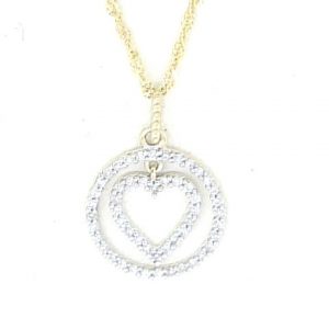 .15TCW Diamond Pave Circle Heart Pendant W/Chain 10KT  *CLEARANCE-FINAL SALE*