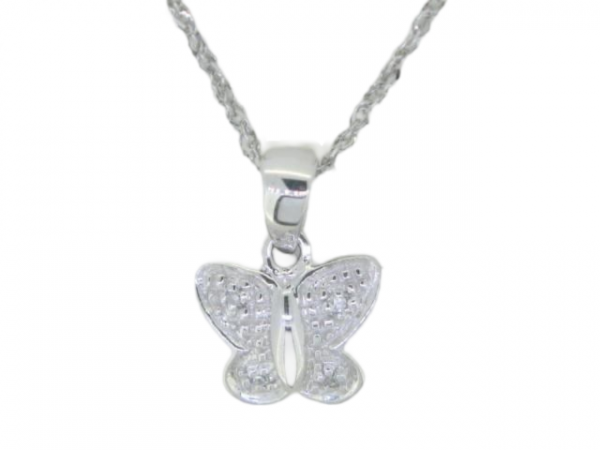 .01TCW Diamond Butterfly Pendant W/Chain 10KT WG     **CLEARANCE-FINAL SALE**