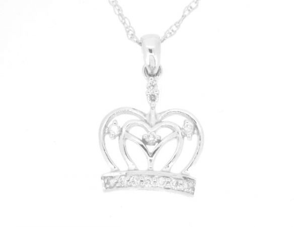 .10TCW Diamond Crown Pendant W/Chain 10KT WG     **CLEARANCE-FINAL SALE**