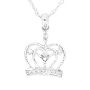 .10TCW Diamond Crown Pendant W/Chain 10KT WG     **CLEARANCE-FINAL SALE**