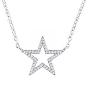 .08TCW Diamonds Star Pendant Necklace 10KT WG     *CLEARANCE-FINAL SALE*