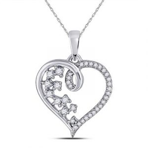 .15TCW Diamond Open Heart Pendant with Chain 10KT WG