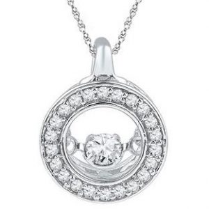 .25TCW Diamond Dancing Round Pendant W/Chain 10KT WG