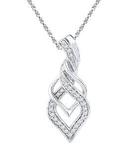 .17TCW Diamond Fancy Shape Drop Pendant with Chain 10KT WG