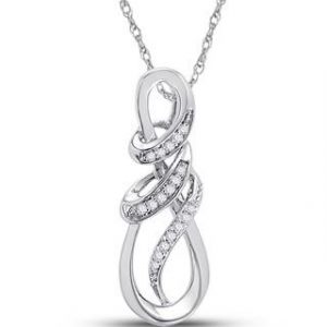 .10TCW Diamond Infinity Loop Pendant W/Chain 10KT WG