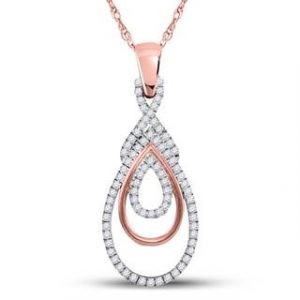 .25TCW Diamond Triple Nested Teardrop Pendant with Chain 10KT PK