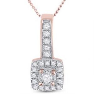 .20TCW Diamond Square Pendant W/Chain 10KT PK