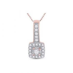 .20TCW Diamond Square Pendant with Chain 10KT PK
