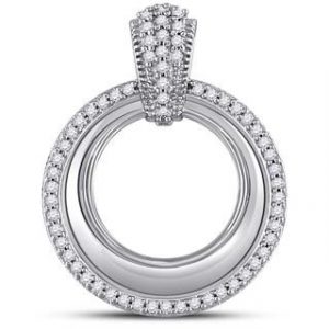 .17TCW Diamond Pave Circle Pendant W/Chain 10KT WG