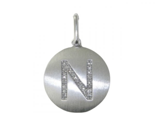 N Initial .10TCW Diamond Disc Pendant 10KT WG   *CLEARANCE-FINAL SALE*