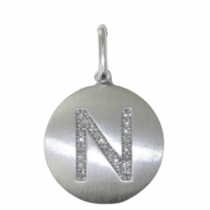 N Initial .10TCW Diamond Disc Pendant 10KT WG   *CLEARANCE-FINAL SALE*
