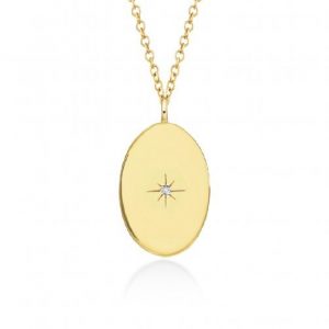 Oval Diamond North Star Pendant W/Chain 10KT