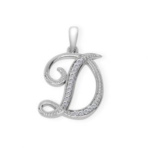 D Initial Diamond Pendant 10KT WG/15MM   *CLEARANCE-FINAL SALE*
