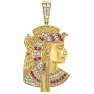 .63TCW Diamond & Genuine Ruby Pharaoh Pendant 10KT/40MM *CLEARANCE-FINAL SALE*