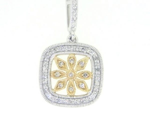 .27TCW Diamond Flower Pendant W/Chain 14KT TT     **CLEARANCE-FINAL SALE**