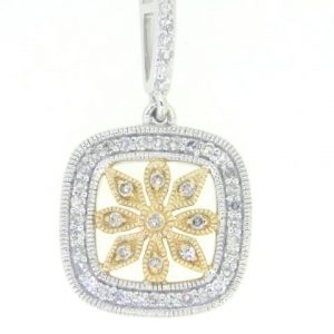 .27TCW Diamond Flower Pendant W/Chain 14KT TT     **CLEARANCE-FINAL SALE**