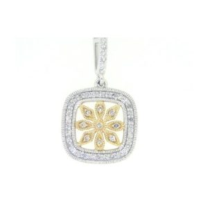.27TCW Diamond Flower Pendant W/Chain 14KT TT **CLEARANCE-FINAL SALE**