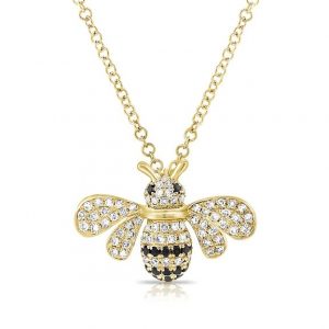 .22TCW Black & White Diamond Bumble Bee Pendant with Chain 14KT *CLEARANCE-FINAL SALE*