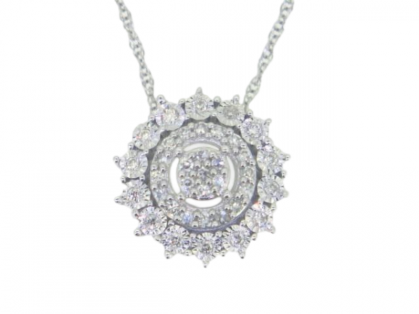.12TCW Diamond Cluster Pendant 10KT WG