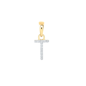 T Initial .02TCW Diamond Single Row Baby Block Pendant 10KT/6MM