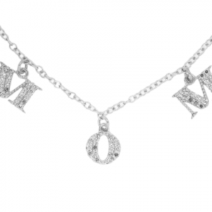 MOM Dangle .30TCW Diamond Initial Rolo Link 18" Necklace 10KT WG   *CLEARANCE- FINAL SALE*