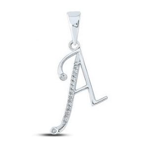 A Initial .09TCW Diamond Script Initial Pendant 10KT WG/18MM   *CLEARANCE-FINAL SALE*
