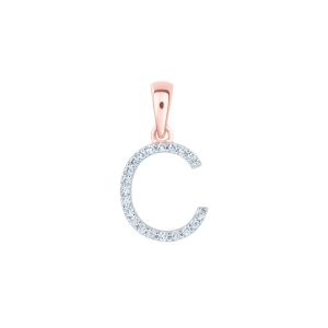 C Initial .09TCW Diamond Block Initial Pendant 10KT PK/10MM   *CLEARANCE-FINAL SALE*