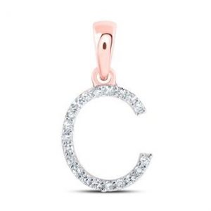 C Initial .09TCW Diamond Block Initial Pendant 10KT PK/10MM   *CLEARANCE-FINAL SALE*