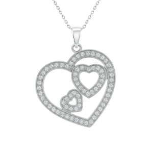 .25TCW Diamond Multi Heart Pendant W/18" Chain 10KT WG