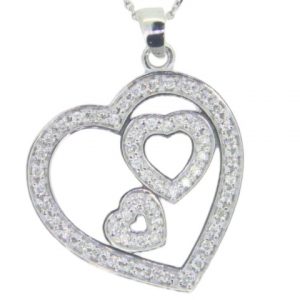 .25TCW Diamond Multi Heart Pendant W/18" Chain 10KT WG