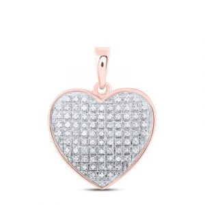 .25TCW Diamond Pave Heart Pendant with 16" Chain 10KT PK/18MM