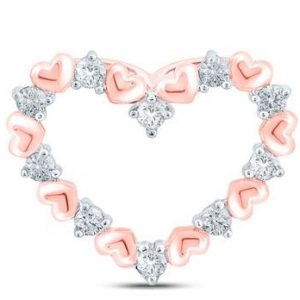 .25TCW Diamond Multi Heart Pendant W/ 16" Chain 10KT  PK/18MM