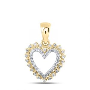 .15TCW Diamond Open Heart Pendant W/ 18" Chain 10KT/12MM