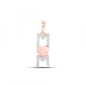 MOM  with Heart & .17TCW Diamonds with 18" Chain 10KT PK/18MM