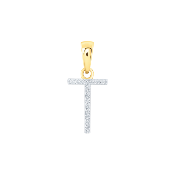 T Initial .05TCW Diamond Single Row Block Pendant 10KT/10MM