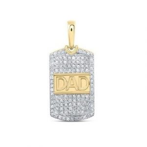 .35TCW Diamond  DAD  Dog Tad Pendant 10KT/18MM