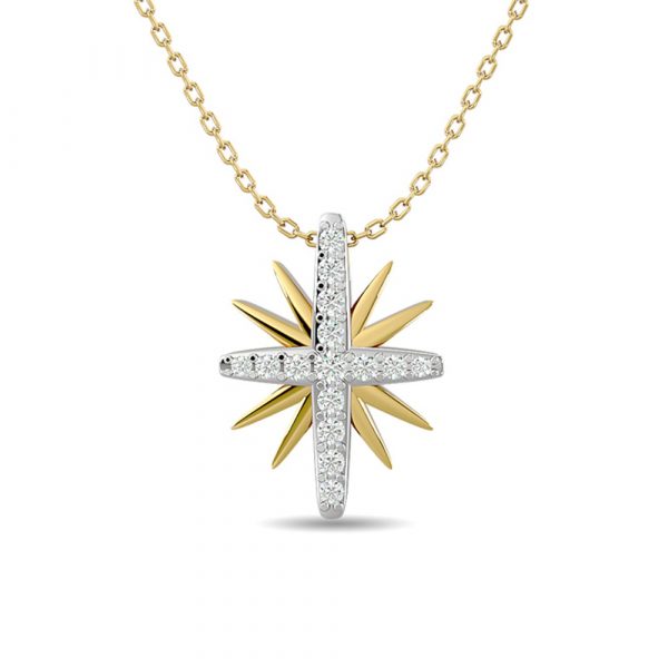 .13TCW Diamond Star Pendant w/ 18" Chain 10KT TT