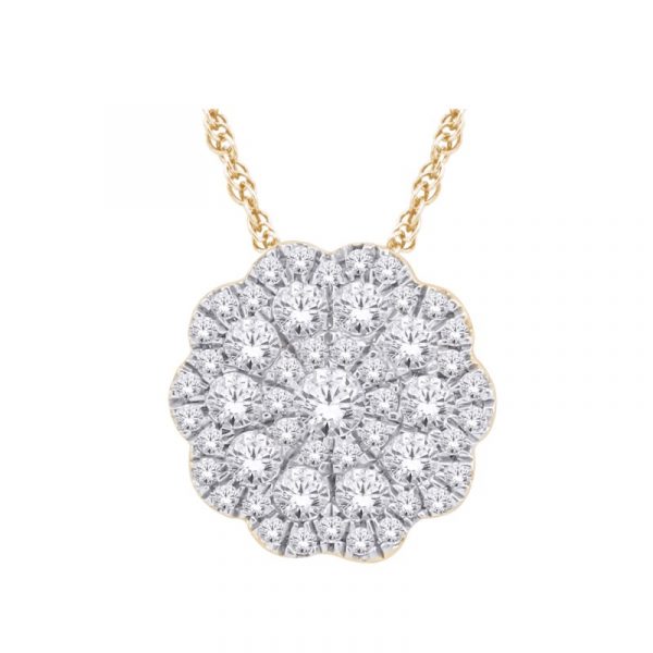 .50TCW Diamond Round Scalloped Slider Pendant w/ 18" Chain 10KT