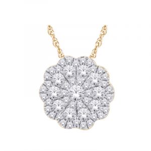 .50TCW Diamond Round Scalloped Slider Pendant w/ 18" Chain 10KT