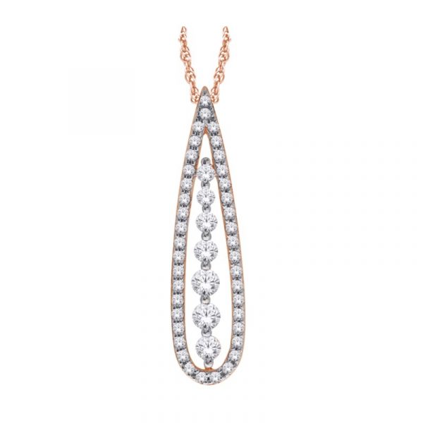 .33TCW Diamond Tear Drop Slider Pendant w/ 18" Chain 10KT PK
