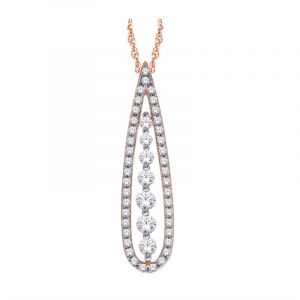 .33TCW Diamond Tear Drop Slider Pendant w/ 18" Chain 10KT PK