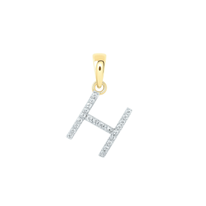 H Initial .10TCW Diamond Single Row Block Pendant 10KT/10MM