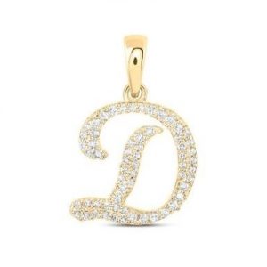 D Initial .20TCW Diamond Script Initial Pendant 10KT/14MM