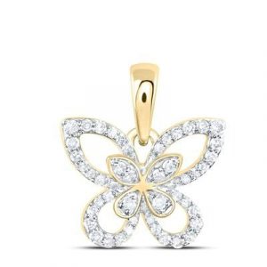 .17TCW Diamond Butterfly Pendant with 18" Cable Link Chain 10KT/12MM