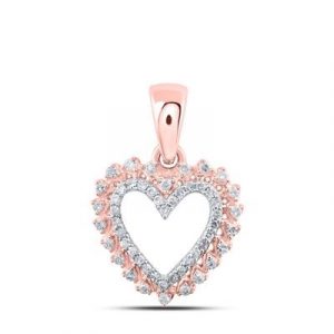 .15TCW Diamond Open Heart Pendant w/ 18" Chain 10KT PK/12MM