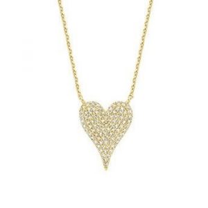 .17TCW Diamond Pave Modern Heart Pendant w/ 20" Chain 14KT/10MM