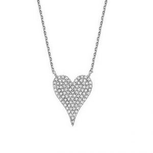 .17TCW Diamond Pave Modern Heart Pendant w/ 20" Chain 14KT WG/10MM
