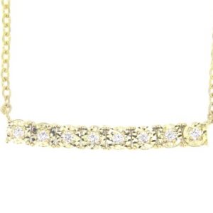 .20TCW Diamond Bar Necklace w/ 18" Rolo Link 14KT/30MM