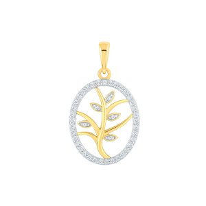 .10TCW Diamonds Tree of Life Oval Pendant with 18" Chain 10KT/16MM